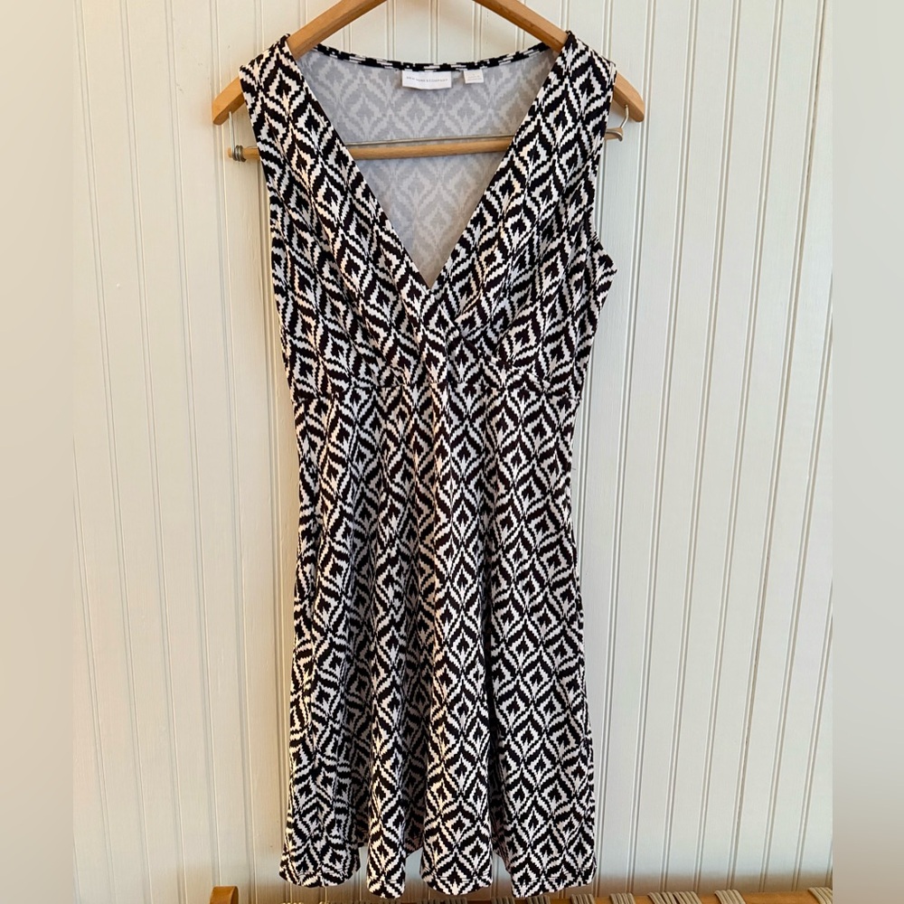 New York & Company Cotton Midi Dress Size Small  Black and White